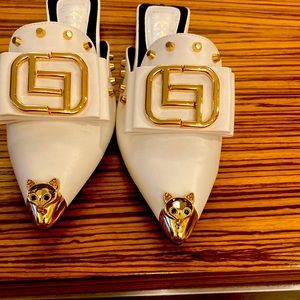 Red soles mules white and gold new